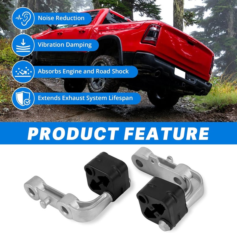 Lazenta 68275662AB Exhaust Bracket Muffler Support Rubber Isolator Hanger Assembly Rear Left & Right Compatible with 2019-2025 Ram 1500 3.0L 5.7L 6.2L, Driver Passenger Side 4PCS - Image 5
